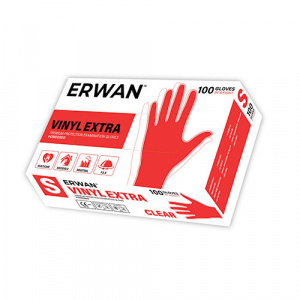 ERWAN™ Vinyl Extra Premium Protection Examination Gloves, 100 Pieces Clear Powdered